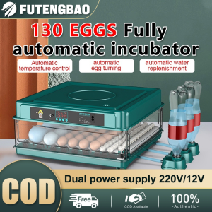 220V/12V Egg Incubator 130 Eggs Fully Automatic Egg Incubator Intelligent Digital Hatcher Brooder with Temperature Control and Auto Turning Dual power supply Hatcher Chicken Duck Goose Quail Birds Fully Automatic Egg Incubators for Farm
