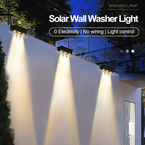 【Local delivery】LED Solar Wash Wall Lamp Outdoor Spot Light Waterproof Garden Fence Corridor Sunlight Stairs Decoration Lamp