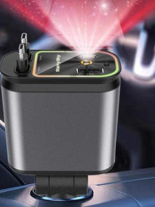 Super Fast Charge Car Charger 120W One to Four Mobile Phone Vehicle Mounted Charger Retractable Line Atmosphere Light