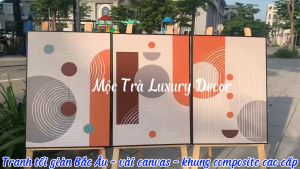 Tranh trừu tượng khổ lớn trang trí phòng khách hành lang lối vào họ tiết tối giản chất vải canvas đã có khung composite