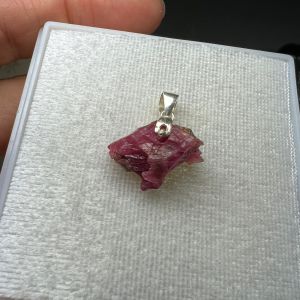 11170-MẶT DÂY CHUYỀN TINH THỂ ĐÁ RUBY ( THIÊN NHIÊN ) MÓC BẠC