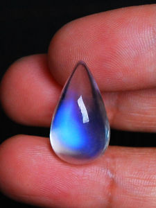 Silver Moonstone Necklace Pendant Loose Beads Women Strong Blue Light Ring Face Original Stone Naked Stone Pure Silver Natural Body