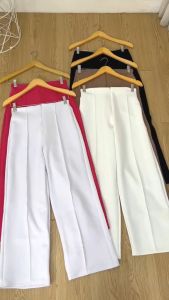 Pants Kulot Wanita Highwaist Gaya Casual Polos Warna Pastel