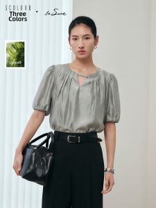 3COLOUR·S | Round Neck Bubble Sleeves Shirt