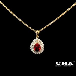 M1628 Mặt và dây chuyền đính đa CZ cao cấp tinh tế thiết kế đá màu phong thủy sang trọng UHA