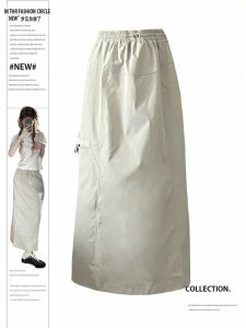 Plus Size American Style Leisure Cargo Skirt Womens Summer New Arrival Sports Bella Style High Waist Back Slit A- line Dress