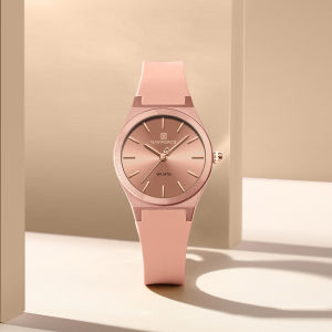 NAVIFORCE Original Quartz Watch for Women Girls Comfortable Silicone Strap Simple Dial 30m Waterproof Ladies Casual Fashion Watch NF5056