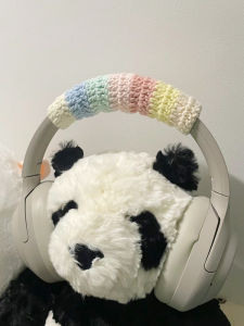 Handmade Hook Knitted Headband Headset Beam Cover Compatible with Sony XM4 XM5 7 Color Rainbow Headband Beam Protector QC45 QC35