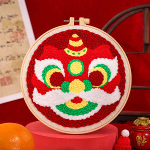 Creative New Year Lion Dance Needlework DIY Embroidery Kit Decorative Ornaments Heartfelt Gift Traditional Chinese Trend