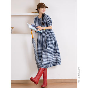 Woven Check Wrinkle-Resistant Dress