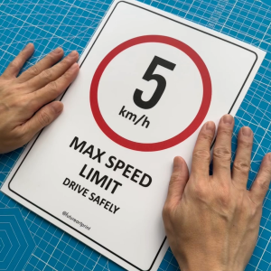 Caution Max Speed Limit Drive Safely. 8km/h 10km/h 13km/h. Premium Sticker. Warning Precaution. Sign Label Notice Signage. Laminated Waterproof Scratch Resistant. Suitable for Indoor and Outdoor.