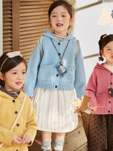 Girls Thickened Hooded Knit Cardigan Sweater Jacket