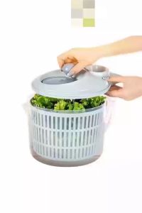 Bộ ca rổ quay rau sống 6L nhựa Trong suốt 2 lớp tách nước vắt nhanh khô