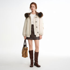 DUSHU | Warm Winter Coat With Horn Buckle and Raccoon Fur Collar
