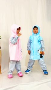 Jas Hujan Anak Neko / Raincoat Set Anak Celana + Jaket Premium / Mantel Hujan Anak Plevia TK Paud