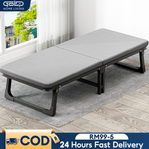 Gold Folding bed Katil lipat Foldable Simple Lunch break  lounge chair Household office nap bed Portable marching bed Metal frame Sofa bed折叠床