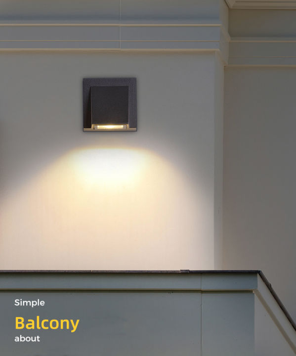 Outdoor Waterproof Wall Lamp LED Square Corridor Aisle Terrace Wall Lamp