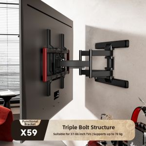 Brateck | Retractable Folding Flush-Mount Swivel TV Wall Mount 85 inch
