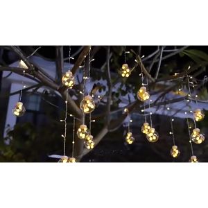 Wishing ball curtain led balcony ball atmosphere waterfall remote control solar spring festival decoration outdoor color lights