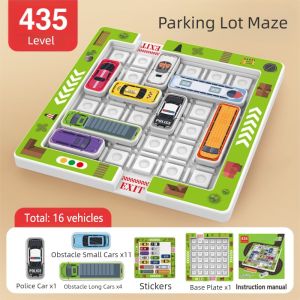 Childrens Educational Puzzle Game for Logical Thinking and Concentration Parking Lot with Moving Vehicles and Maze Toys