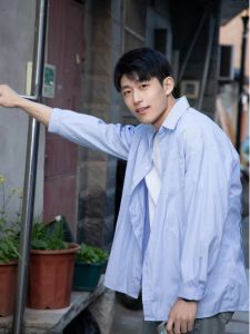 Light Blue Series Stripes Shirt Boys Summer Sunshine Clean Boys Wear American Cheanfit Baggy Coat