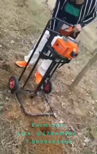 เครื่องขุดดินพร้อมโครง 2ล้อ รุ่น 63CC + ดอก 8 นิ้ว หัวนำ สินค้า พร้อมส่งในไทย สำหรับหน้าร้าน