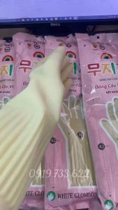 [Combo 10 đôi] Găng tay bao tay cao su Đông Cầu Vồng Kem dài 42cm mềm dẻo