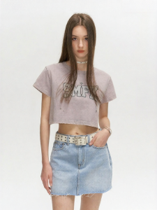 SMFK | Distressed Letter Printed T-shirt