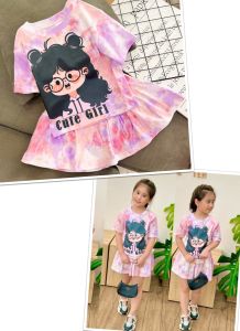 12-24kg Hàng mới! sét áo và chân váy (kèm quần bên trong) thun xuất dư siêu cưng bé gái 701