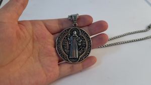 Vintage 316L Stainless Steel Saint Benedict Exorcism Pendant Necklace For Men Fashion Catholic Amulet Jewelry Gifts Dropshipping