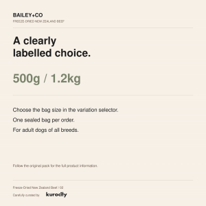 Bailey+Co Freeze-Dried Beef Dog Food | New Zealand Grass-Fed | 50g / 500g / 1.2kg