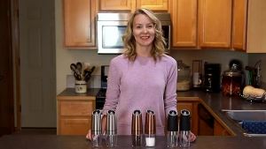 Gravity Electric Pepper er Salt and Pepper Mill & Adjustable Coarseness Battery Powered with LED Light One Hand Automatic Operation Stainless Steel (Set/Silver)