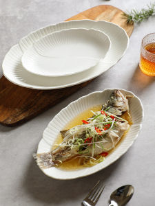 จานอบปลาขนาดใหญ่ จานอบปลา จานอบ จานอบ ลายดอกไม้ จานทรงอีลิปติก จานอาหาร จานอบปลา ขนาดใหญ่ 2025 รุ่นใหม่