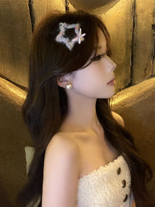 Korean Style Sweet Girl~ Autumn Winter New Sweet Girl Wool Star Hair Clip Elegant High Flash Diamond Bangs Edge Clip