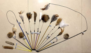 พรีเมี่ยมคุณภาพของเล่นแมวกระต่ายขนสัตว์ฟ็อกซ์ขนยาวแมว Teaser ธรรมชาติผม Bell รวม Interactive Cat Teaser Stick