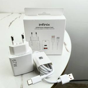 Infinix Hot 60 50 Charger 67W Dual Ports EU US Fast Charge USB A/C PD Power Adapter 6A Type C Cable For Note 50 40 Pro+ Zero 40