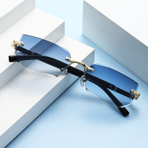 Rimless Rectangle Sunglasses Fashion Y2K Frameless Sun Glasses Shades for Women Men UV400
