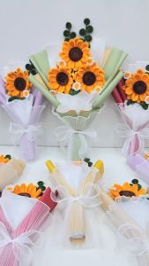 ช่อ ดอกกำมะหยี่ ดอกทานตะวัน ช่อดอกไม้ ดอกไม้ประดิษฐ์ ช่อดอกเดี่ยว DIY