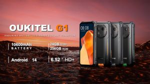 Oukitel G1 Rugged Smartphone 6.52 Inch HD+ 24GB RAM+256GB ROM Mobile Phone 48MP Camera 10600mAh Battery Android 14 Cellphone NFC