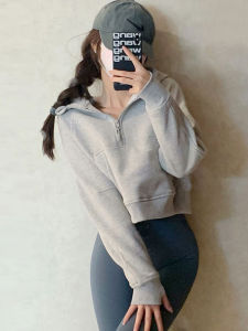 Ladies Casual Hoodie Sweatshirt Yoga Fitness Sportswear Loose Slimming Outerwear Quick Dry Warmth Womens Fashion Autumn