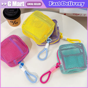 Portable Square Cosmetic Storage Bag with Zipper Multi-purpose Sundries Storage BagStylish Lightweight Mesh Cosmetic Bag Extra Large Capacity Mesh Storage Bag with Zipper Loop Handle Yellow Purple Teal Organizer for Home Travel