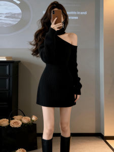 ZHENMANZI | French Audrey Style Black Asymmetric A-Line Dress