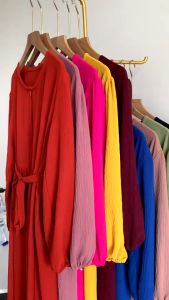 BEVINA MIDI DRESS/ Baju gamis wanita terbaru / bahan crimkle airflow / busui frendly size M  L  XL