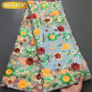 SJD LACE Nigerian Sequins Mesh Lace Fabric 2025 High Quality French Tulle Net Nigerian Lace Fabric for Sewing Women Wedding 4039