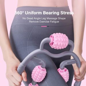 ลูกกลิ้งนวด ที่นวดขา เครื่องนวดขา ความงามขานวดมือถือแหวนคลิปขานวด5ล้อกล้ามเนื้อผ่อนคลายนวดลูกกลิ้งผอมขาโยคะ