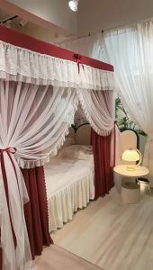 มุ้งเจ้าหญิง รุ่นใหม่ มีม่าน มุ้งกันยุง 4เสา ผ้ามุ้งพร้อมเสาสแตลเลส ม่านมุ้ง มุ้งมีทางเข้า4ประตู ม่านปิดทั้ง4ด้าน สูง 2M