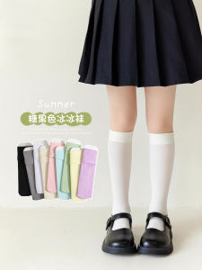 ถุงเท้าเด็กผู้หญิงถุงเท้ายาวถึงเข่าแบบบางสำหรับฤดูใบไม้ผลิและฤดูร้อน ถุงเท้าผ้าไหมสำหรับเด็ก ถุงเท้าสีดำขาว JK ถุงเท้ายาวถึงข้อเท้าสำหรับเด็กผู้หญิง