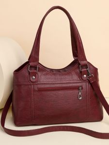 Fashionable Large Shoulder Crossbody Soft Leather Bag Multi-Layer Womens Bag for Middle-Aged Mothers 2025 New Style Handbag