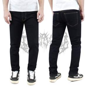 DIMIORGIA Celana Jeans Panjang Pria Slim fit Premium Black Garmen Denim Strecht Big size