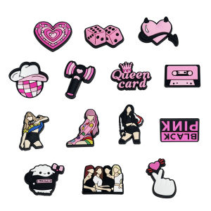 hot toys | Pink Black Silicone Shoe Charms Kawaii Crown Heart Clog Accessories Retro Tape Dice PVC Shoe Pins for Women Girls